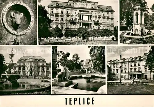AK / Ansichtskarte Teplice__Teplitz Schoenau_CZ Brunnen Teilansichten 
