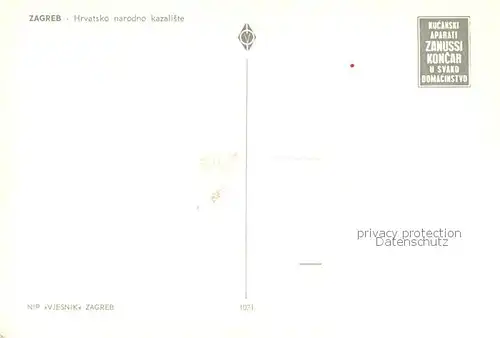 AK / Ansichtskarte Zagreb_Agram_Croatia Hrvatsko narodno kazaliste 