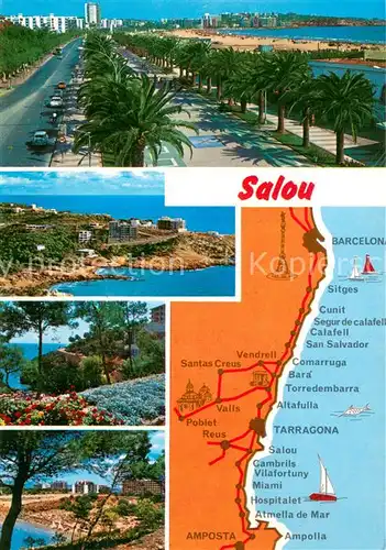 AK / Ansichtskarte Salou_ES Strandstrasse Panorama Parkpartien 