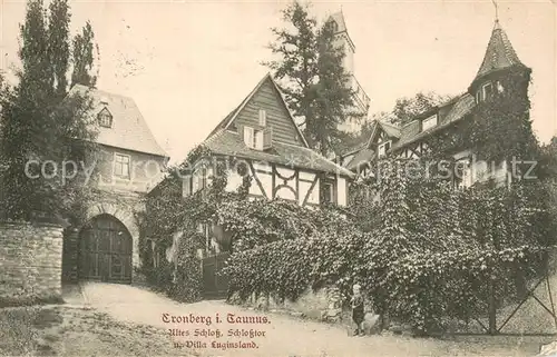 AK / Ansichtskarte Cronberg_Kronberg_Taunus Altes Schloss Schlosstor und Villa Luginsland 