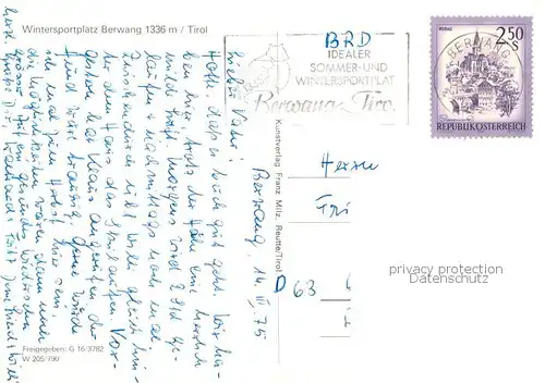 AK / Ansichtskarte Berwang_Tirol_AT Totalansicht Winter Schnee Wintersport 