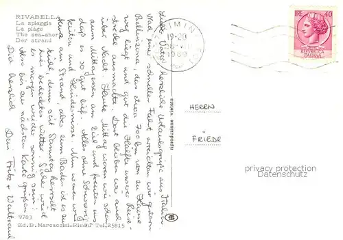 AK / Ansichtskarte Rivabella_Rimini_IT Am Strand 
