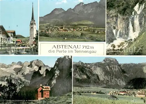 AK / Ansichtskarte Abtenau Gesamtansichten m. Gablonzerhaus u. Dachstein Taxachfall  Abtenau