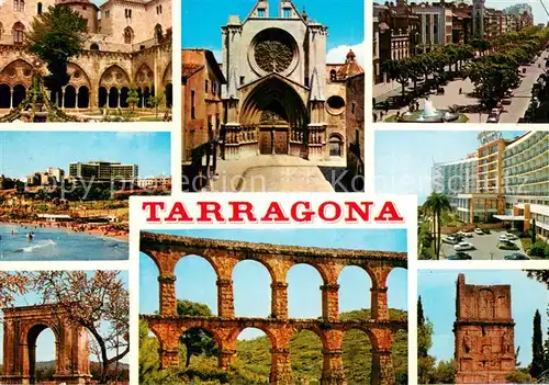 AK / Ansichtskarte Tarragona_ES Teilansichten m. Kirche u. Bogen Bruecke 