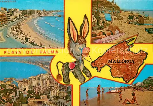 AK / Ansichtskarte Playa_de_Palma_Mallorca Fliegeraufnahme Strand Ansichten u. Stadt Playa_de_Palma_Mallorca