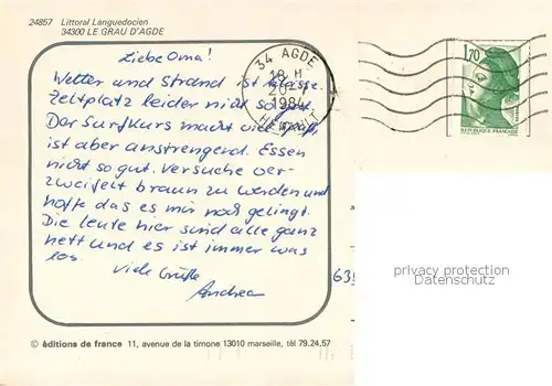 AK / Ansichtskarte Le_Grau_d_Agd_34 Strand Ansicht   Angel Partie 