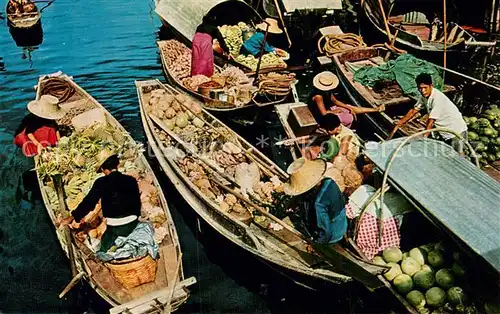 AK / Ansichtskarte Bangkok_Thailand Floating Market 
