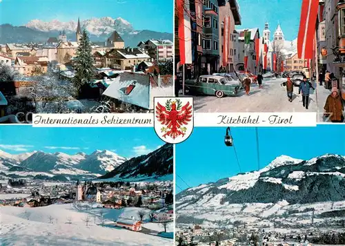 AK / Ansichtskarte Kitzbuehel_Tirol mit Wildem Kaiser Hauptstrasse Panorama Kitzbueheler Horn Kitzbuehel Tirol