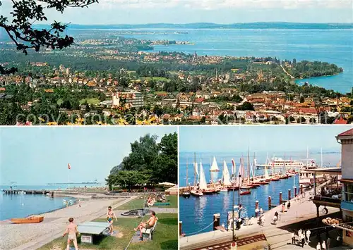 AK / Ansichtskarte Rorschach_Bodensee_SG Blick auf die Seebuchten Strandbad und Hafen 