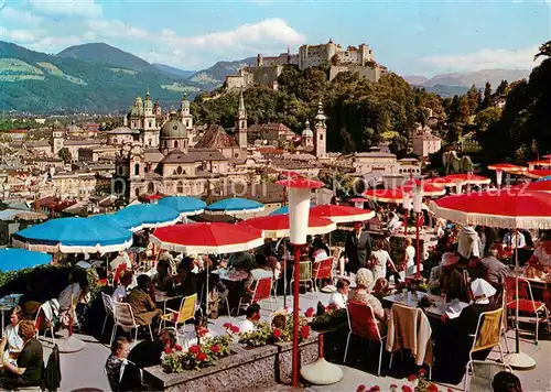 AK / Ansichtskarte Salzburg__oesterreich Blick von der Terrasse des Cafe Winkler auf Salzburg mit Festung 