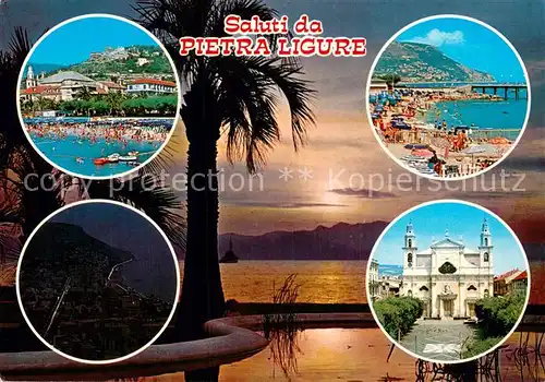AK / Ansichtskarte Pietra_Ligure Strandpartien Kirche Pietra Ligure