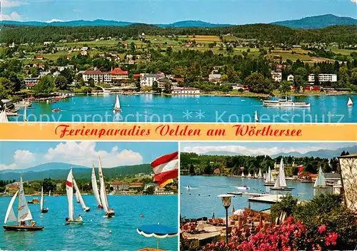 AK / Ansichtskarte Velden__Woerthersee_AT Fliegeraufnahme Segelboote Seepartie 