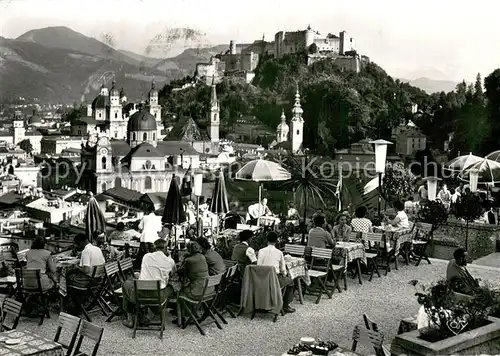 AK / Ansichtskarte Salzburg__oesterreich Blick von den Terrassen des Grand Cafe Winkler mit Festung 