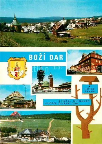 AK / Ansichtskarte Bozi_Dar_Gottesgab_CZ Panorama Leuchtturm Hotel Praha Hotel Klinovec Hotel Zeleny Dum 