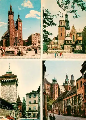 AK / Ansichtskarte Krakow_Krakau Kosciol Mariacki Brama Florianska Katedra na Wawelu Widok na Wawel z ulicy Kanoniczej Krakow Krakau