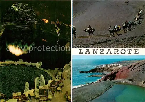 AK / Ansichtskarte Lanzarote_Kanarische Inseln_ES Grotte Kamelreiter Panorama 