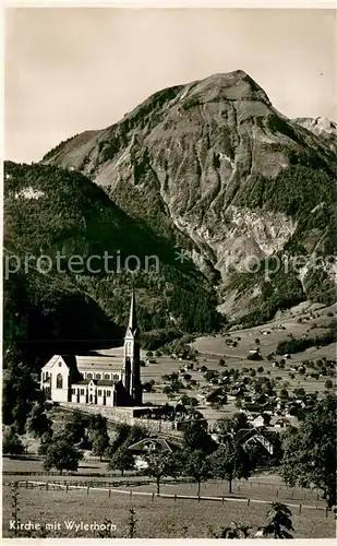 AK / Ansichtskarte Lungern_OW Kirche mit Wylerhorn Berner Alpen 