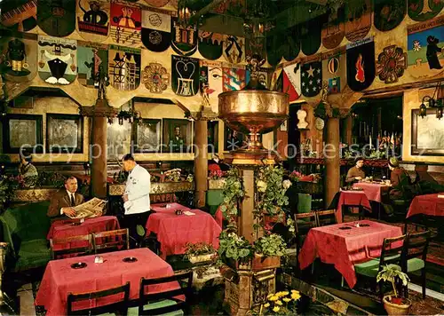 AK / Ansichtskarte Oslo__Norway Blom Kuenstler Restaurant Innenansicht 