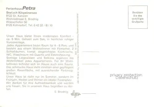 AK / Ansichtskarte St_Kanzian_Klopeiner_See Fliegeraufnahme Ferienhaus Petra Innen Aussenansicht St_Kanzian_Klopeiner_See