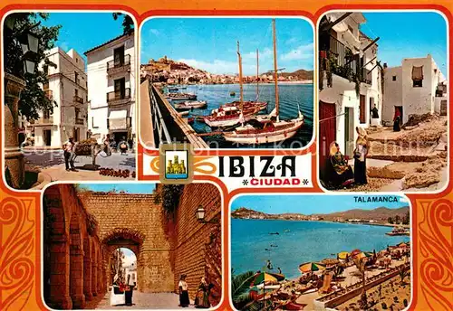 AK / Ansichtskarte Ibiza_Islas_Baleares Teilansichten m. Hafen u. Talamanca Ibiza_Islas_Baleares