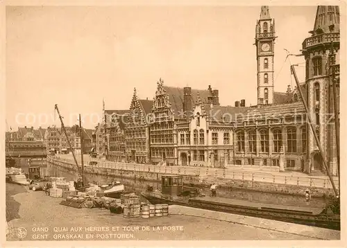 AK / Ansichtskarte Gent_Gand_Flandre Quai aux herbes et tour de la poste Gent_Gand_Flandre
