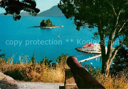 AK / Ansichtskarte Korfu_Corfu_Greece Der Pantikonissi v. d. Kanone 
