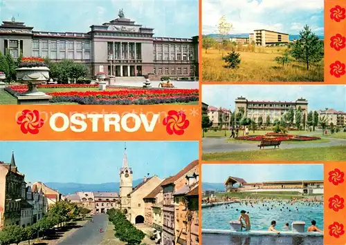 AK / Ansichtskarte Ostrov_nad_Ohry_Karlovy_Vary_Karlsbad_CZ Teilansichten m. Schwimmbad 