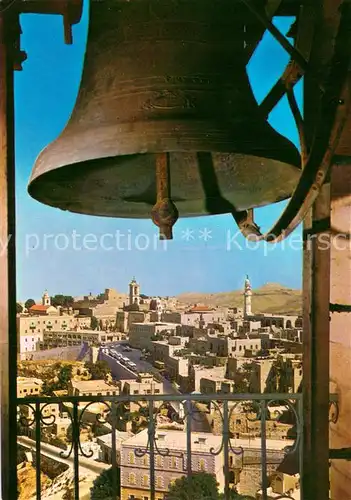 AK / Ansichtskarte Bethlehem_Yerushalayim Glocke u. Teilansicht d. Stadt Bethlehem_Yerushalayim