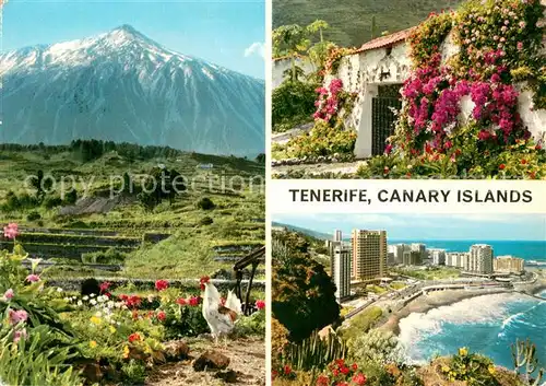 AK / Ansichtskarte Tenerife_Islas_Canarias_Spanien_ES Panorama mit Teide Teilansichten Strand 