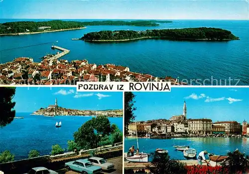 AK / Ansichtskarte Rovinj_Rovigno_Istrien_Croatia Fliegeraufnahme Panorama Hafen 