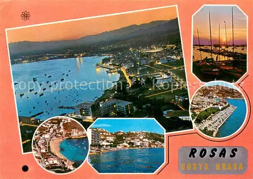 AK / Ansichtskarte Rosas_Costa_Brava_Cataluna_ES Panorama Hafenpartie Strand 