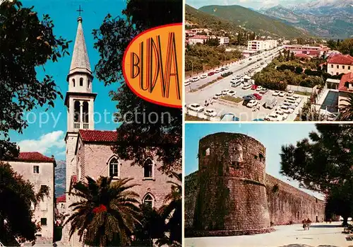 AK / Ansichtskarte Budva_Montenegro Kirche Stadtplatz Stadtmauer 