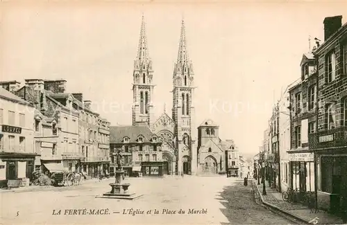 AK / Ansichtskarte La_Ferte Mace_61 Eglise et la Place du Marche 