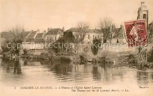 AK / Ansichtskarte Nogent le Rotrou Huisne et lEglise Saint Laurent Nogent le Rotrou