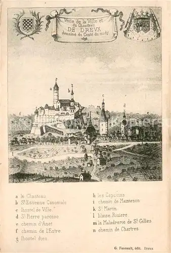 AK / Ansichtskarte Dreux_28 Veue de la Ville et du Chasteau DE DREVX dessine du Coste du midy 