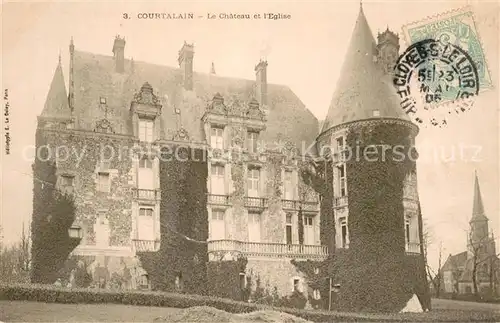AK / Ansichtskarte Courtalain_28_Eure et Loir Le Chateau et l Eglise 