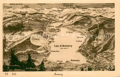 AK / Ansichtskarte Annecy_74_Haute Savoie Karte Umgebung 