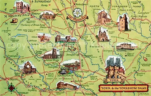 AK / Ansichtskarte Harrogate__UK Karte York and the Yorkshire Dales 