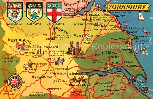 AK / Ansichtskarte Yorkshire_Coast Karte Yorkshire Yorkshire_Coast
