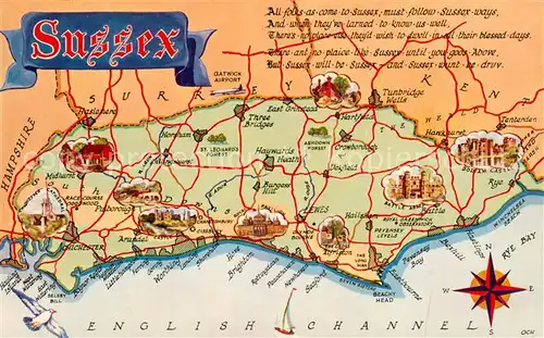 AK / Ansichtskarte Chichester_West_Sussex Karte Sussex 