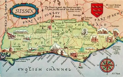 AK / Ansichtskarte Brighton__East_Sussex_UK Karte Sussex Southdowns 