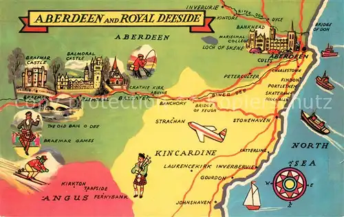 AK / Ansichtskarte Aberdeen__Scotland_UK Karte Aberdeen and Royal Deeside 