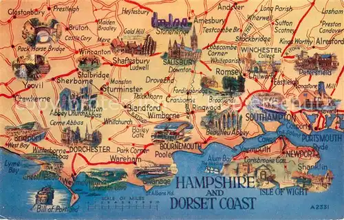AK / Ansichtskarte Dorchester__West_Dorset_UK Karte Hampshire and Dorset Coast 
