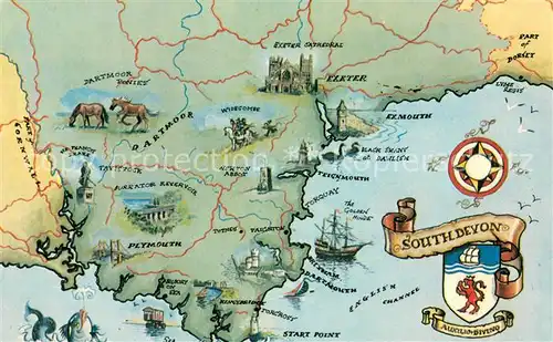 AK / Ansichtskarte Exeter__UK Karte Southdevon 