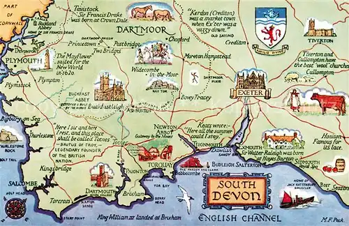 AK / Ansichtskarte Dartmoor Karte South Devon 