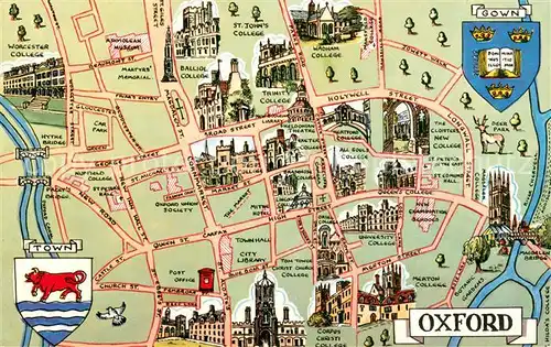 AK / Ansichtskarte Oxford__Oxfordshire_UK Karte Oxford 