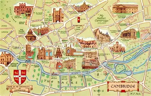 AK / Ansichtskarte Cambridge__UK_Cambridgeshire Karte Cambridge 