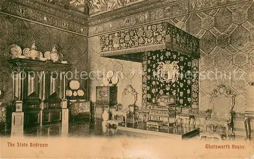 AK / Ansichtskarte Chatsworth__UK Chatsworth House The State Bedroom 