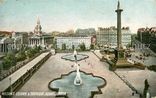 AK / Ansichtskarte London__UK Nelsons Column and Trafalgar Square 