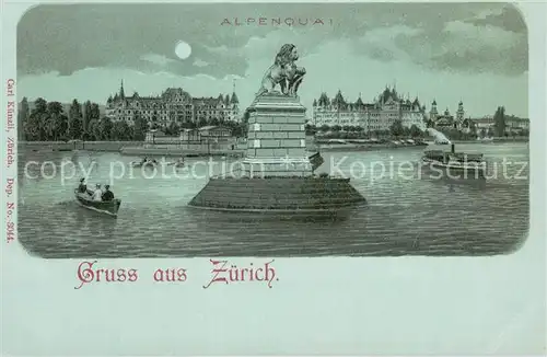AK / Ansichtskarte Zuerich_ZH Alpenquai im Mondschein Zuerich_ZH